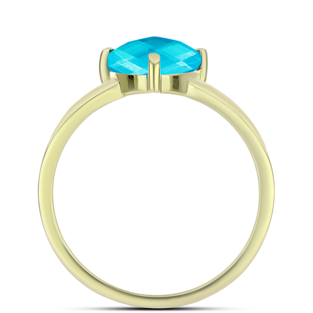 Anillo de Plata Bañada en Oro con Jade Azul 2 