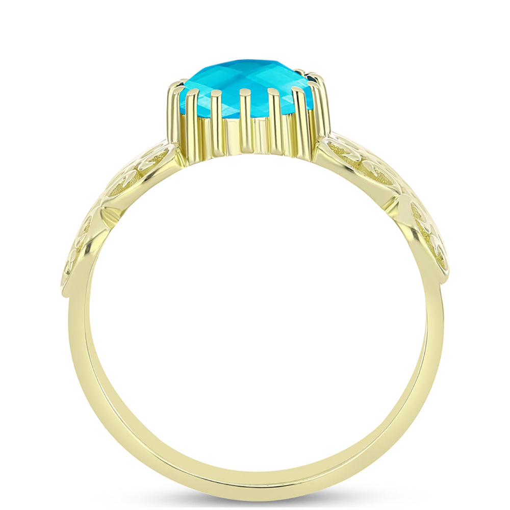 Anillo de Plata Bañada en Oro con Jade Azul