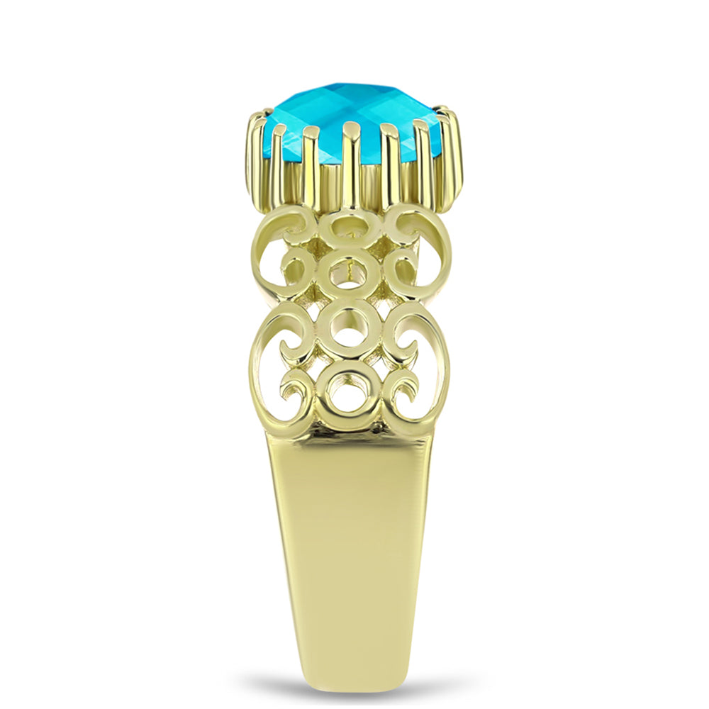 Anillo de Plata Bañada en Oro con Jade Azul