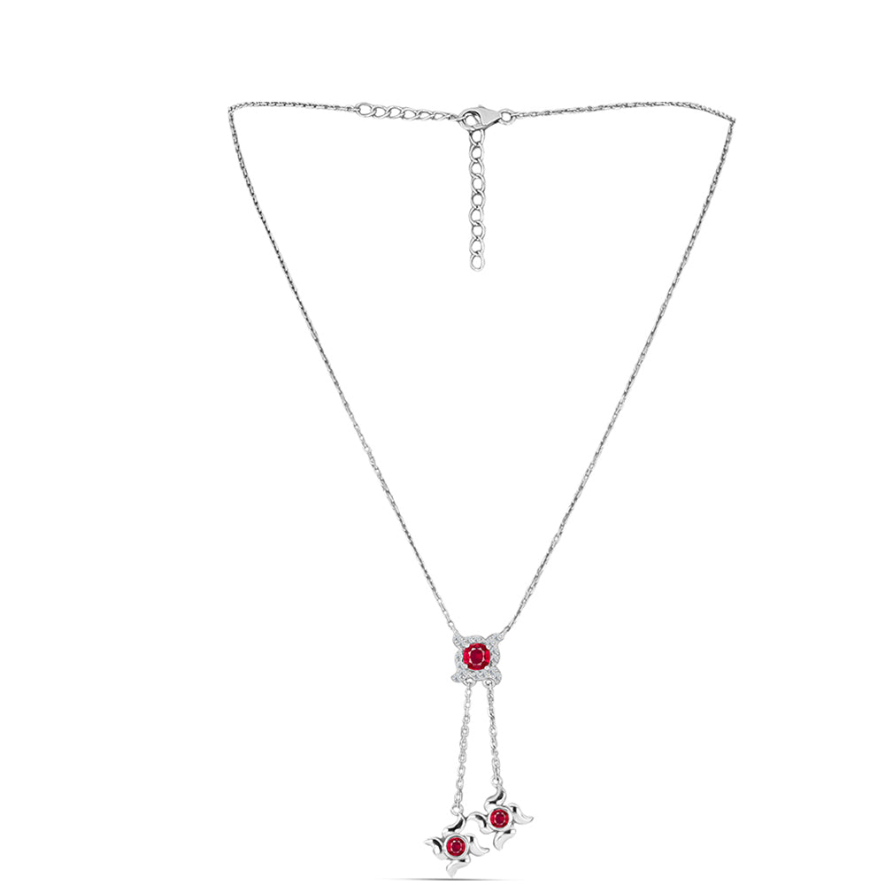 Collar de Plata con Rubí de Madagascar y Topacio Blanco