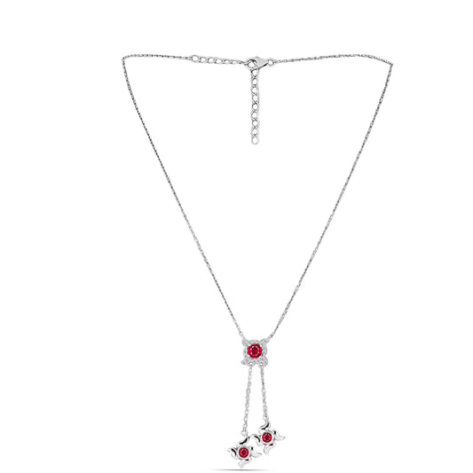 Collar de Plata con Rubí de Madagascar y Topacio Blanco