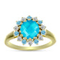 Anillo de Plata Bañada en Oro con Jade Azul