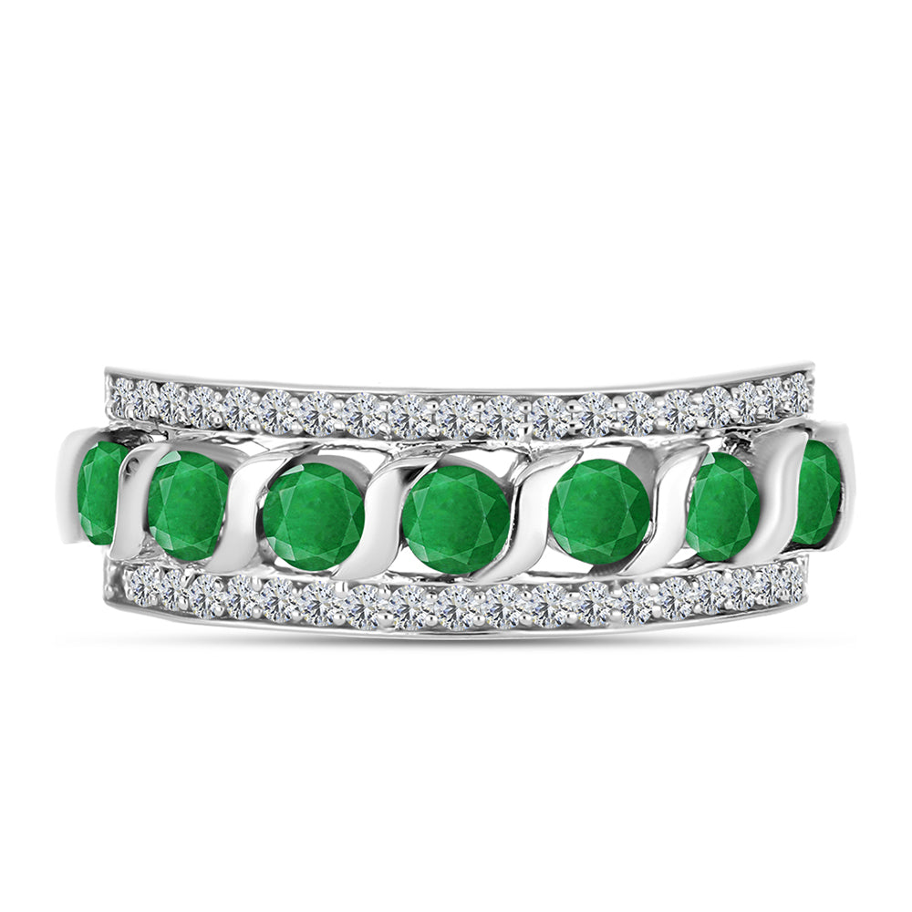 Anillo de Plata con Esmeralda de Zambia y Topacio Blanco 1 