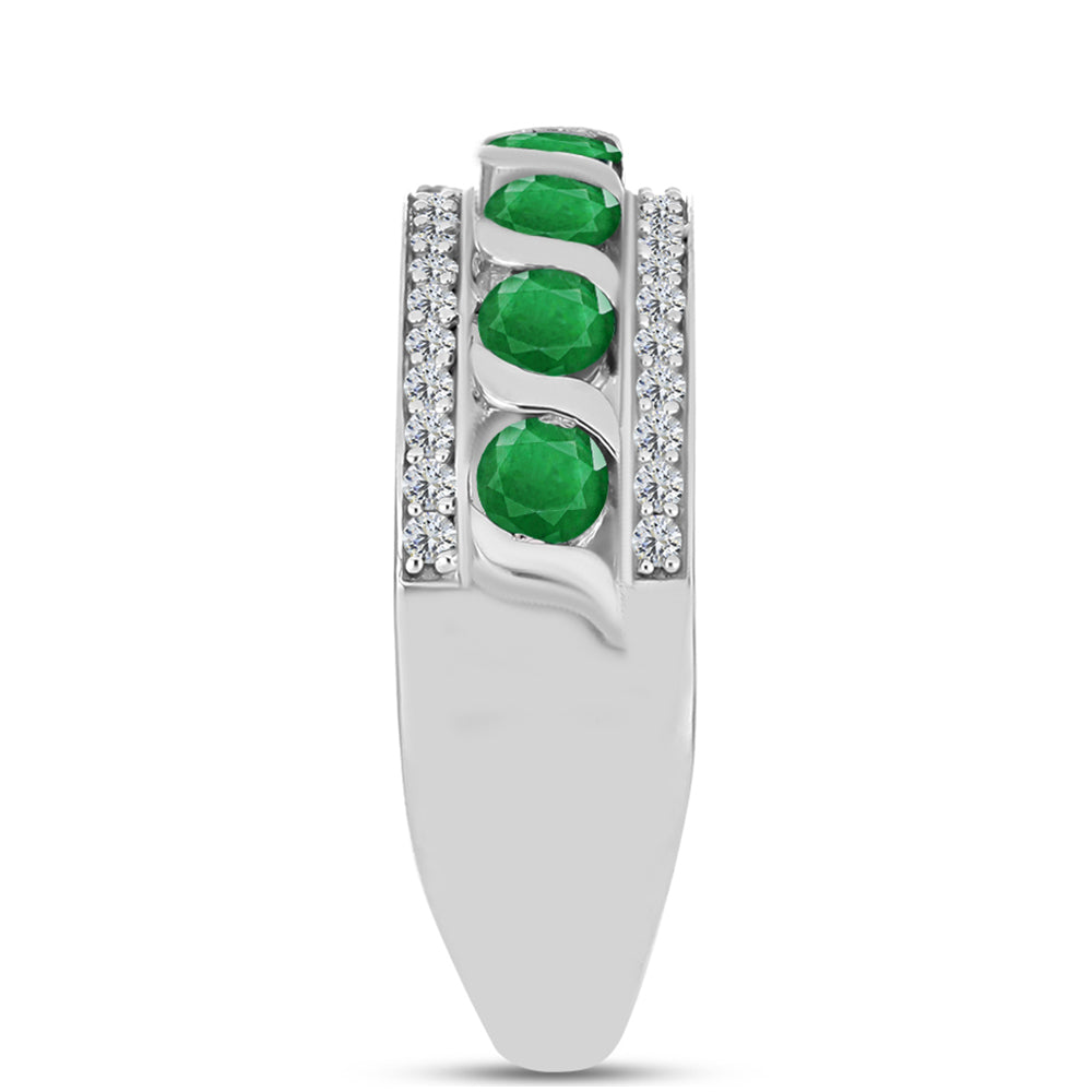 Anillo de Plata con Esmeralda de Zambia y Topacio Blanco