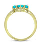 Anillo de Plata Bañada en Oro con Jade Azul y Topacio Blanco