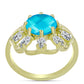Anillo de Plata Bañada en Oro con Jade Azul y Topacio Blanco