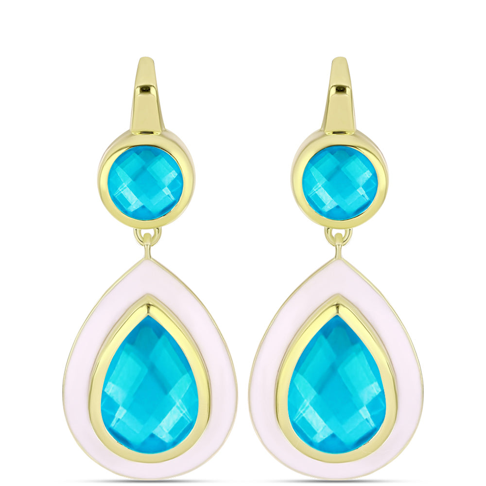 Pendientes de Plata Bañada en Oro con Jade Azul
