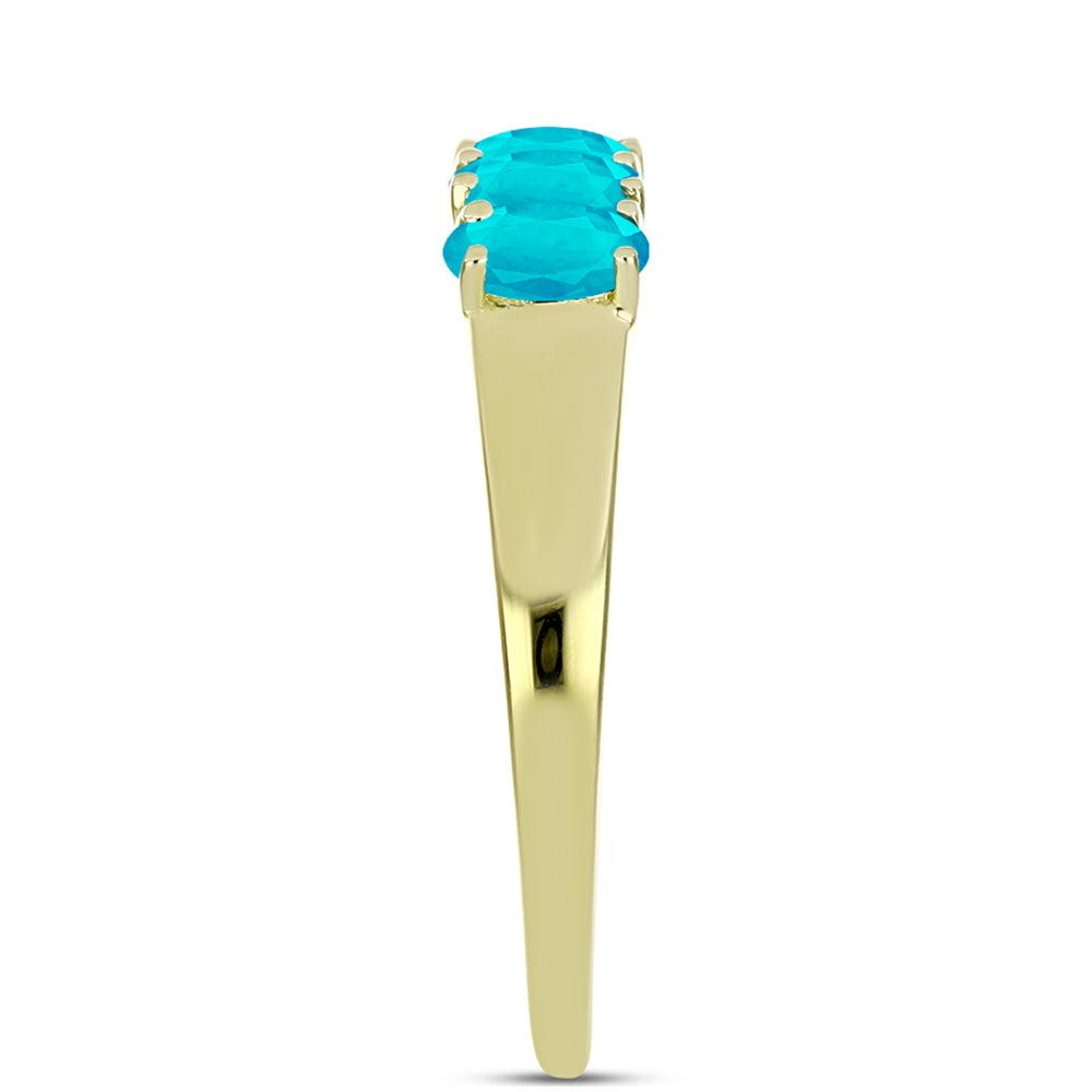 Anillo de Plata Bañada en Oro con Jade Azul 4 