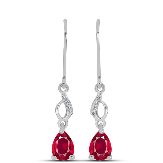 Pendientes de Plata con Rubí de Madagascar y Topacio Blanco