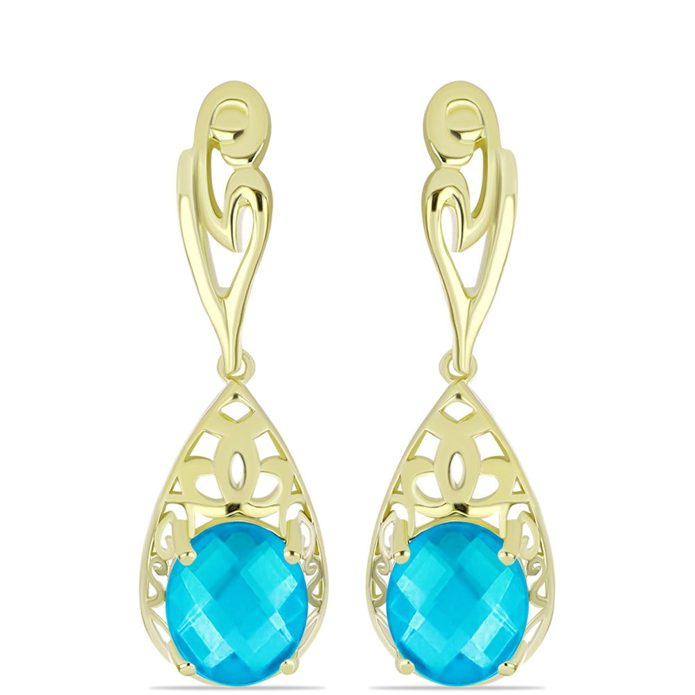 Pendientes de Plata Bañada en Oro con Jade Azul 1 
