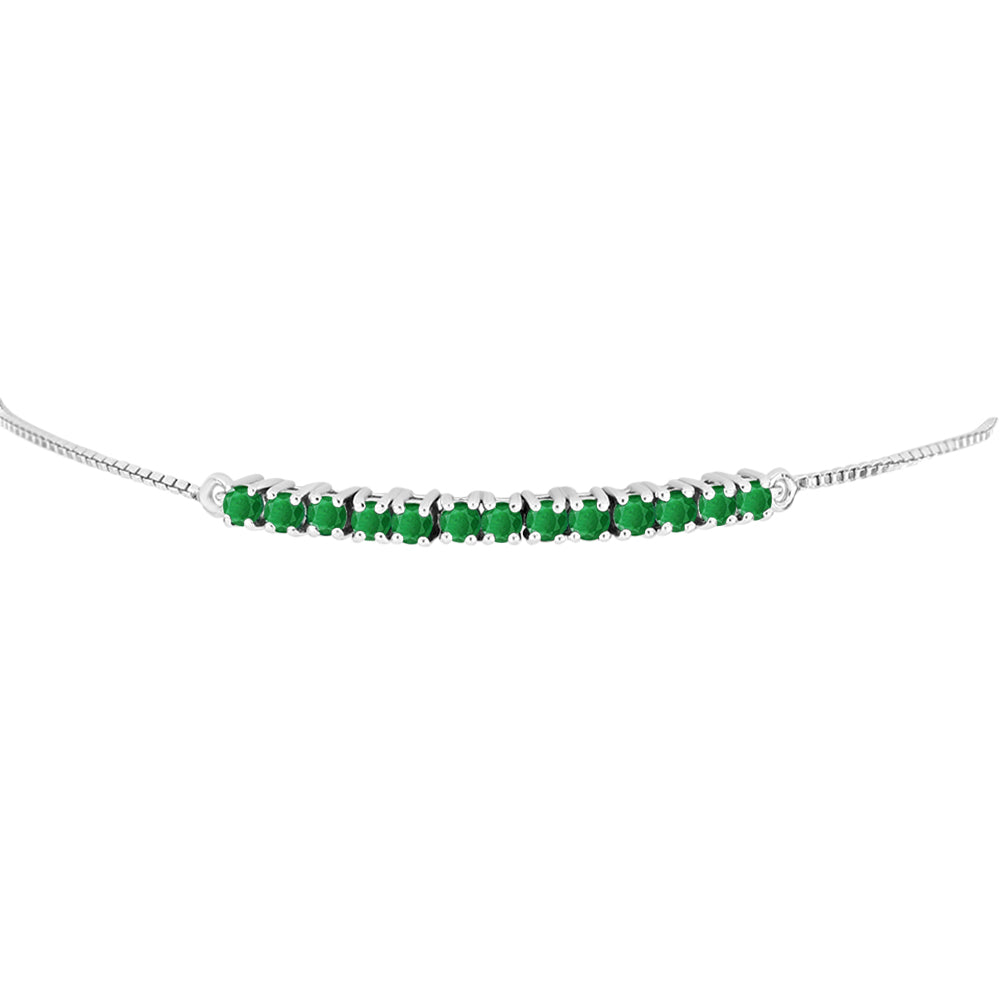 Pulsera de Plata con Esmeralda de Zambia