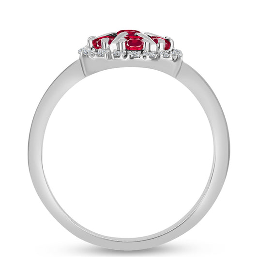 Anillo de Plata con Rubí de Madagascar y Topacio Blanco