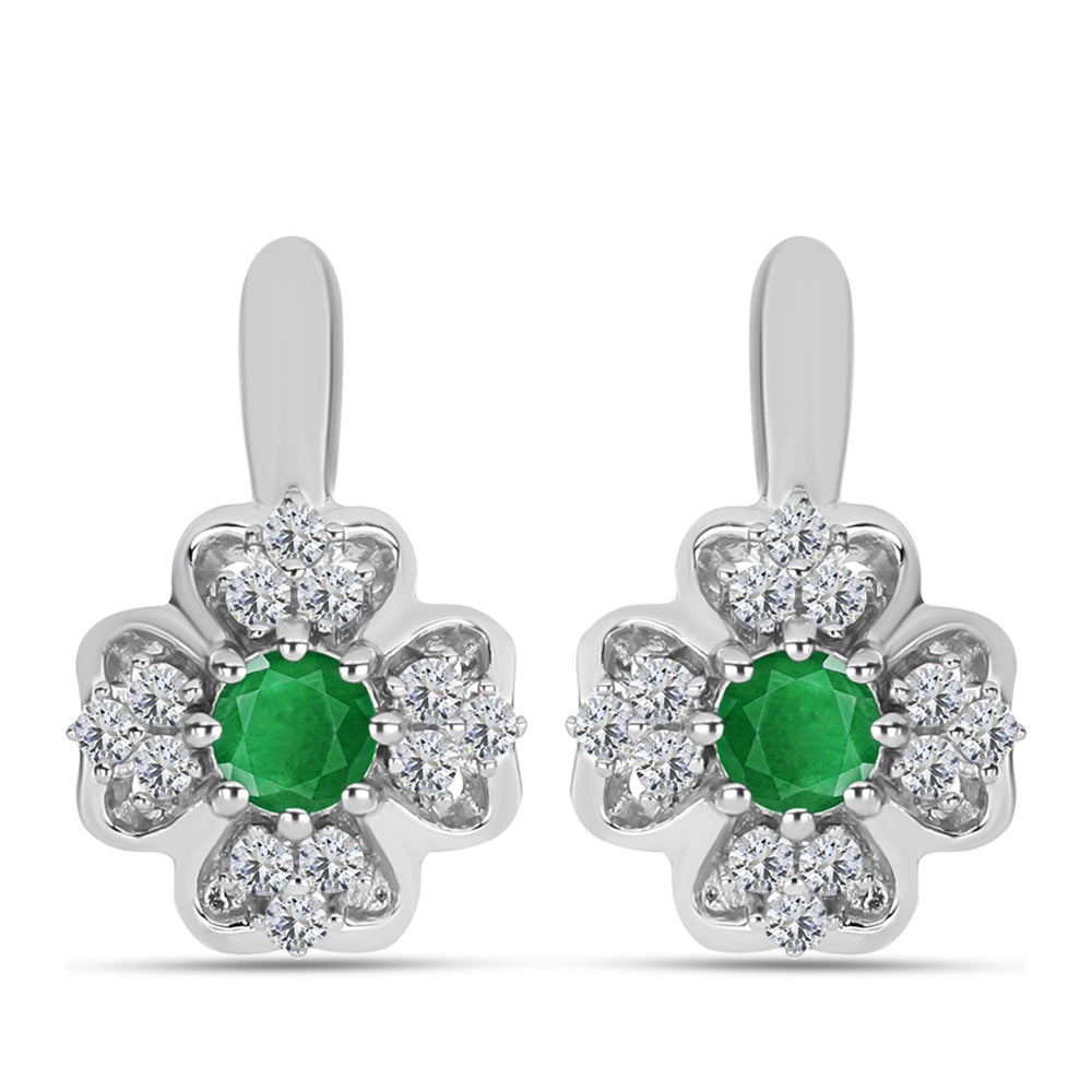 Pendientes de Plata con Esmeralda de Zambia y Topacio Blanco 1 