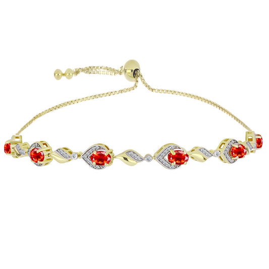 Pulsera de Plata Bañada en Oro con Ópalo de Fuego de Lega Dembi y Topacio Blanco