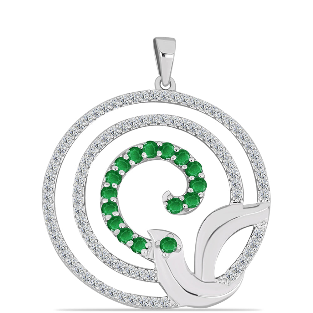 Colgante de Plata con Esmeralda de Zambia y Topacio Blanco 1 