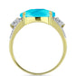 Anillo de Plata Bañada en Oro con Jade Azul y Topacio Blanco