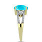Anillo de Plata Bañada en Oro con Jade Azul y Topacio Blanco