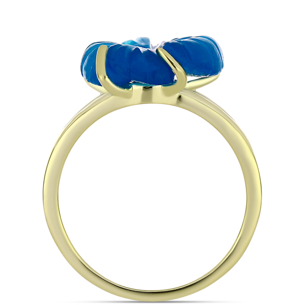 Anillo de Plata Bañada en Oro con Jade Azul 3 