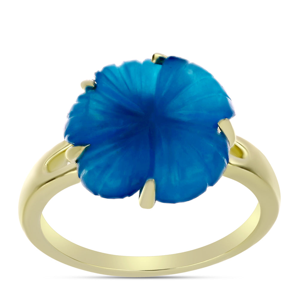 Anillo de Plata Bañada en Oro con Jade Azul 4 