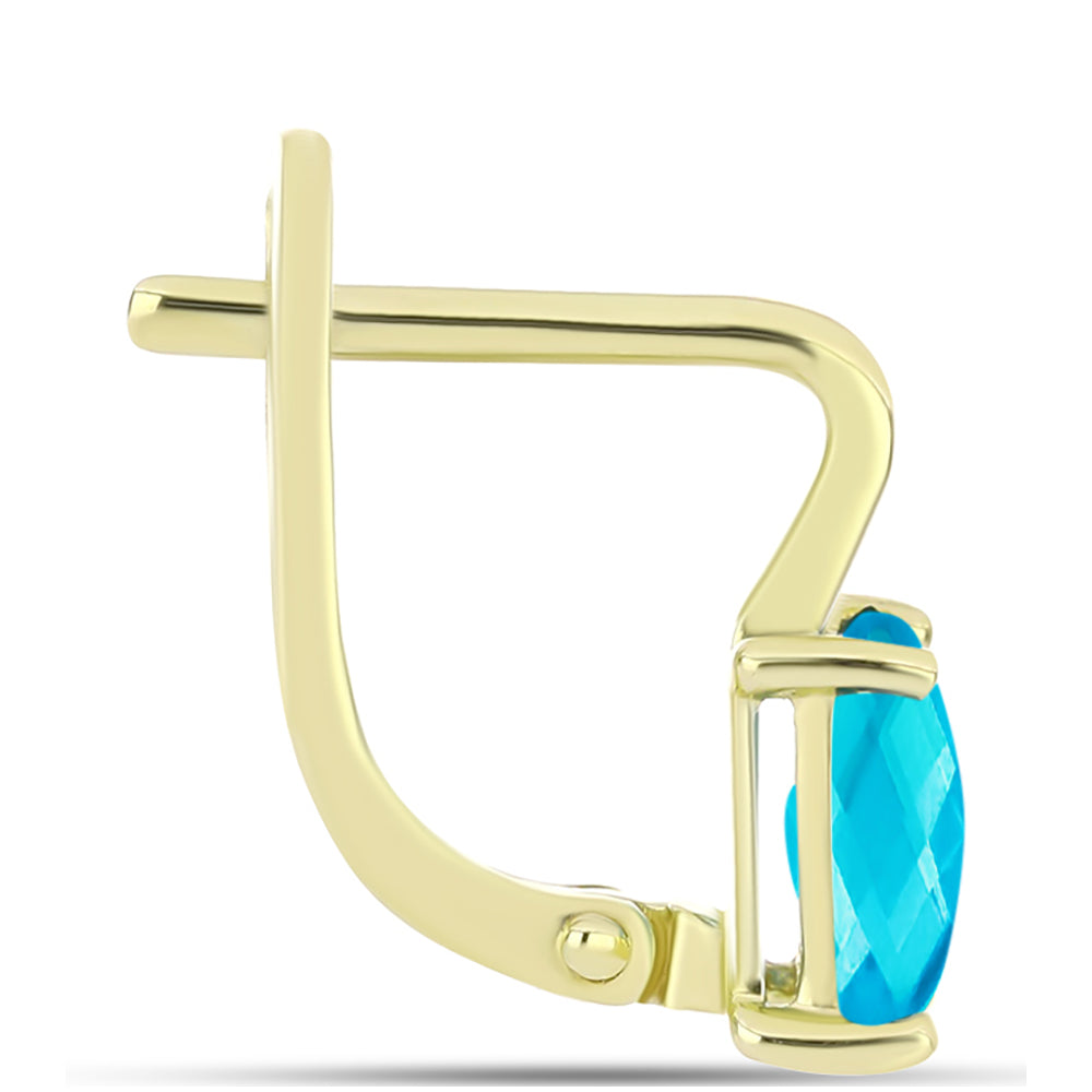 Pendientes de Plata Bañada en Oro con Jade Azul 2 