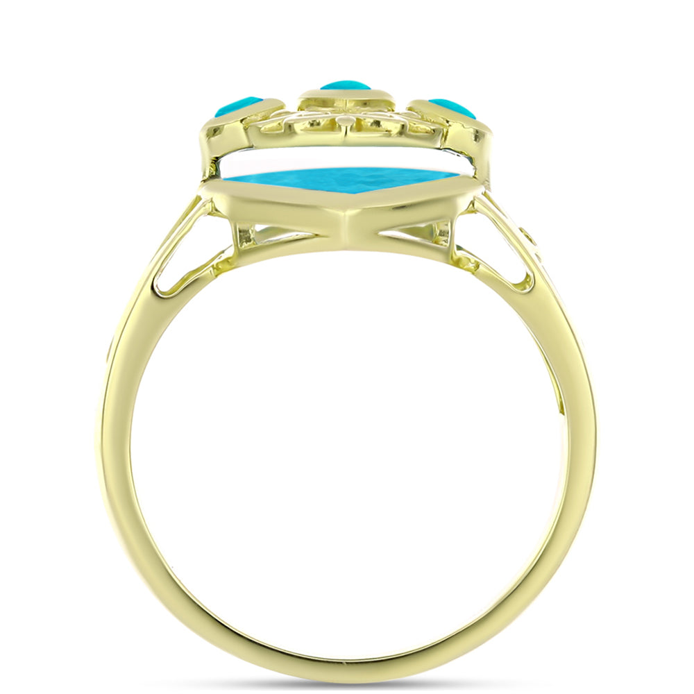 Anillo de Plata Bañada en Oro con Jade Azul