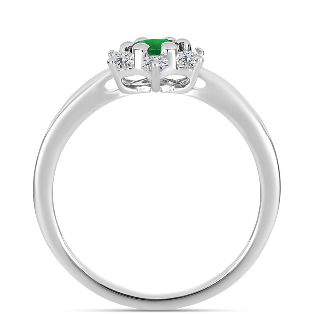 Anillo de Plata con Esmeralda de Zambia y Topacio Blanco 2 