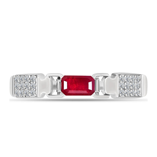 Anillo de Plata con Rubí de Madagascar y Topacio Blanco