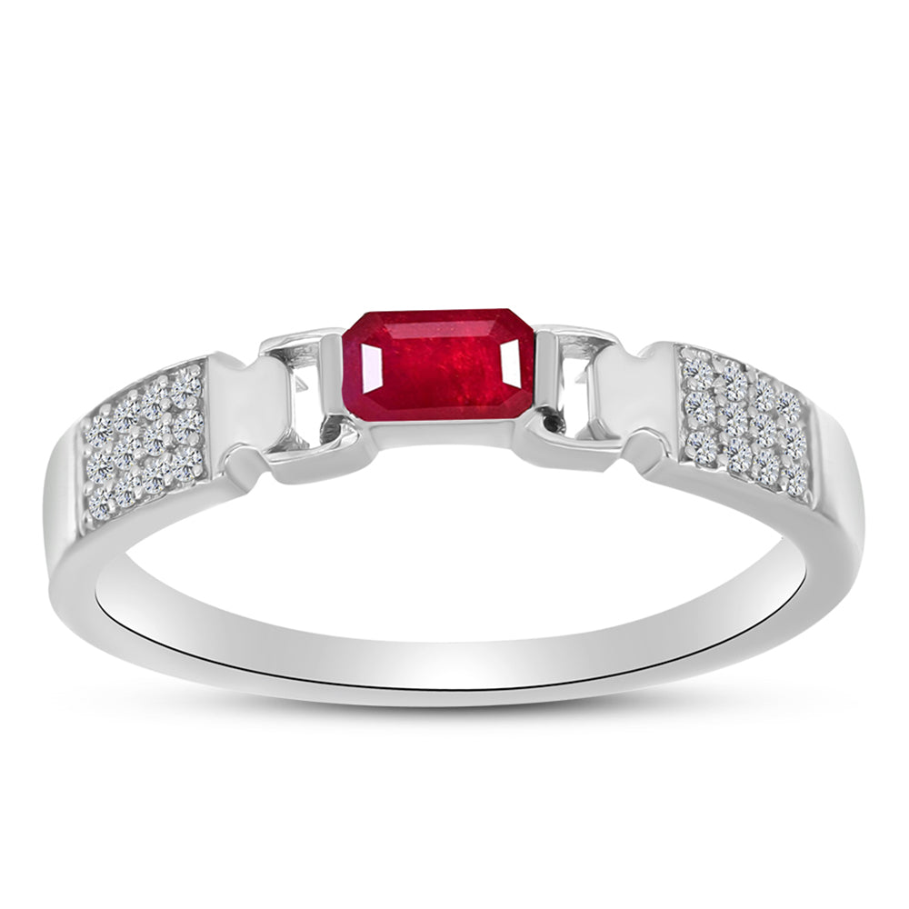 Anillo de Plata con Rubí de Madagascar y Topacio Blanco 3 