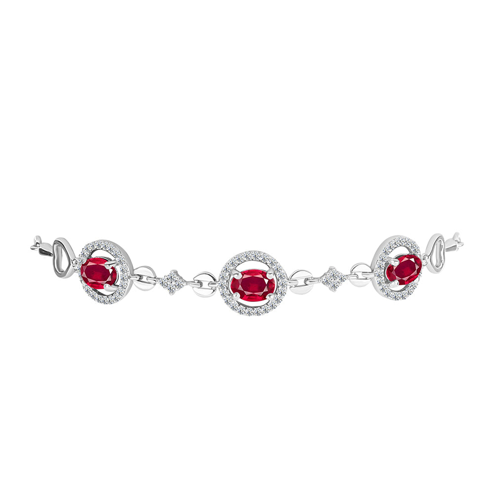 Pulsera de Plata con Rubí de Madagascar y Topacio Blanco