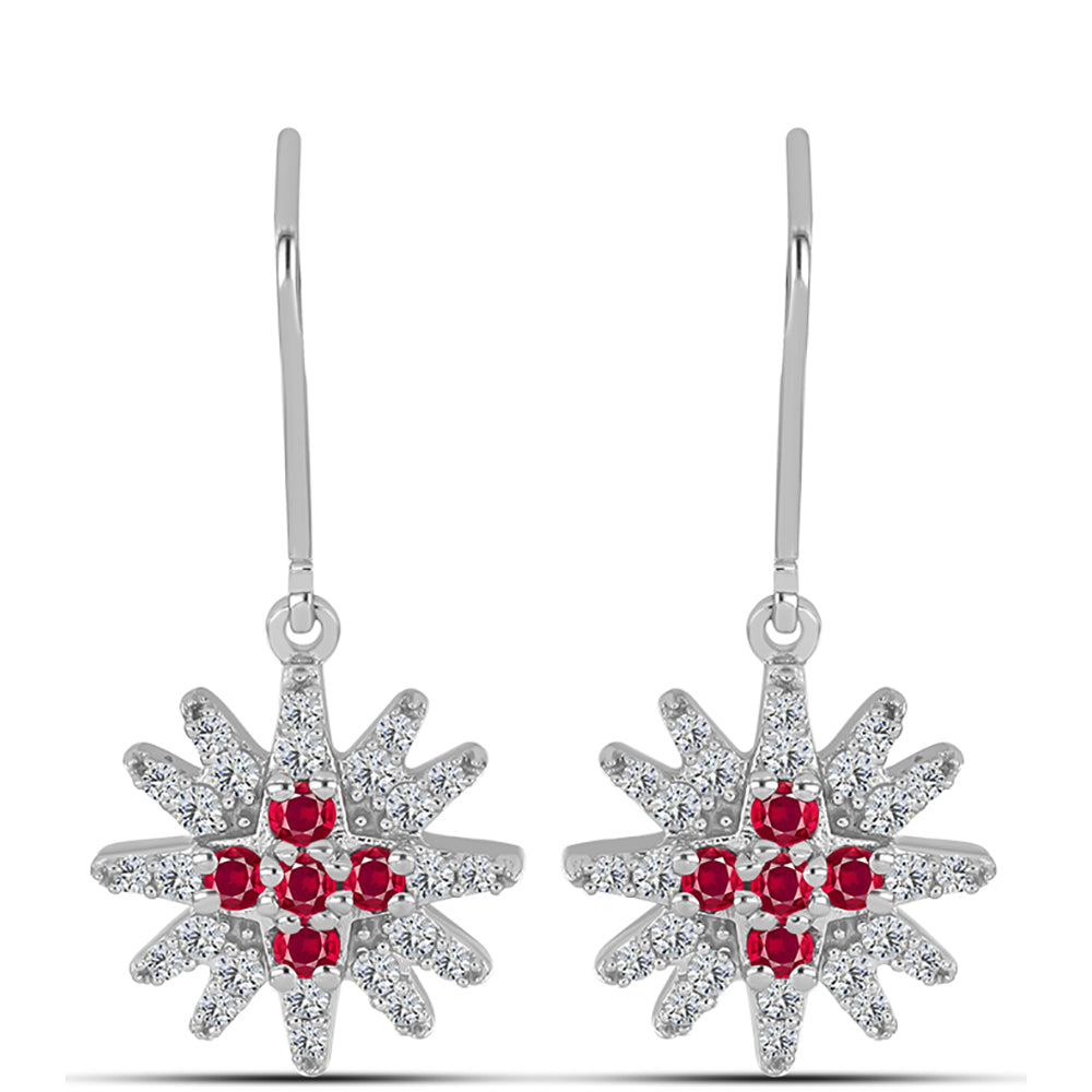 Pendientes de Plata con Rubí de Madagascar y Topacio Blanco