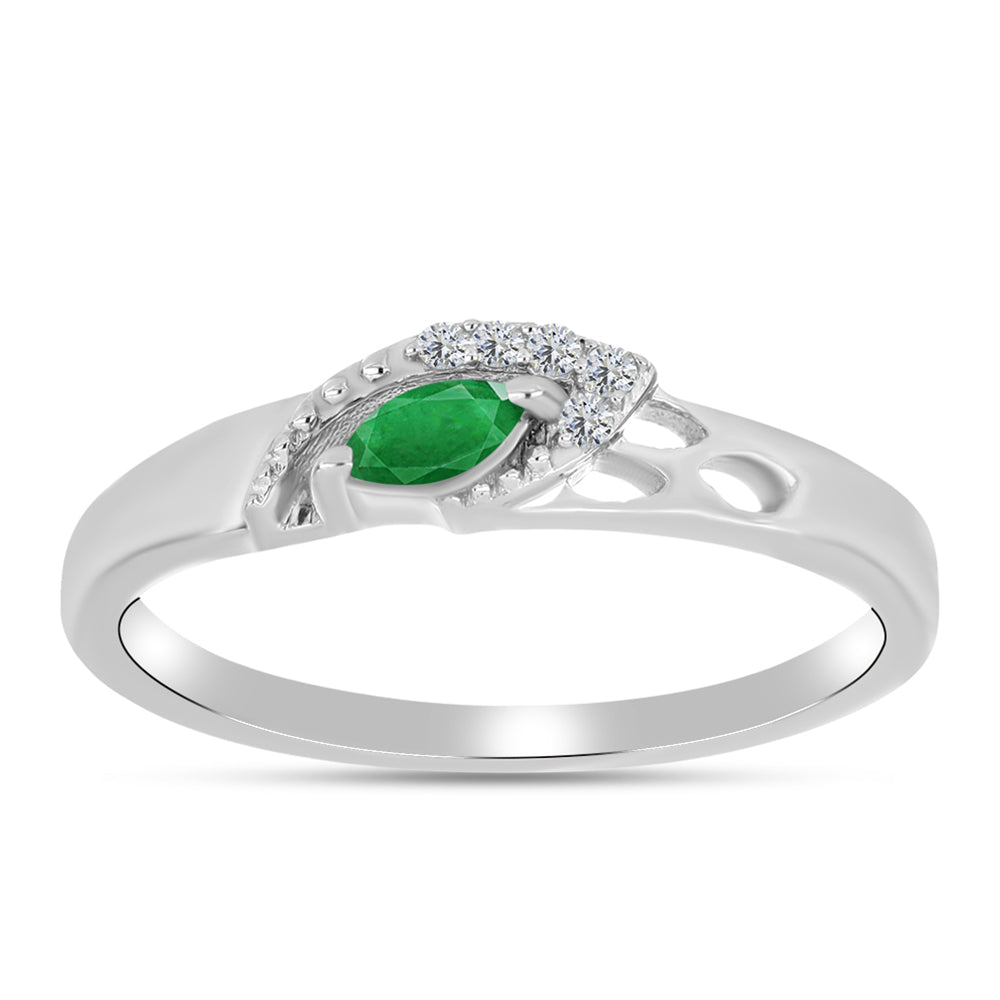 Anillo de Plata con Esmeralda de Zambia y Topacio Blanco