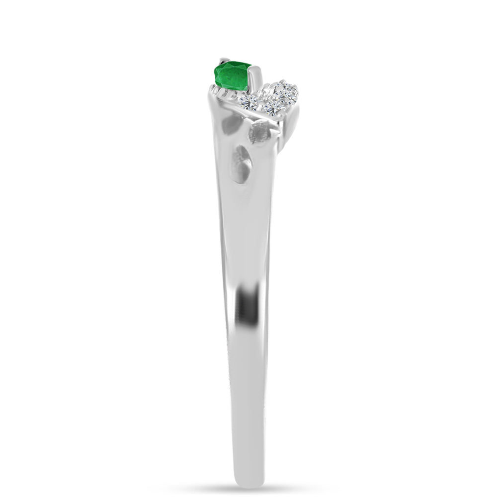 Anillo de Plata con Esmeralda de Zambia y Topacio Blanco
