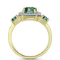 Anillo de Plata Bañada en Oro con Cuarzo Hematita verde místico y Topacio Blanco