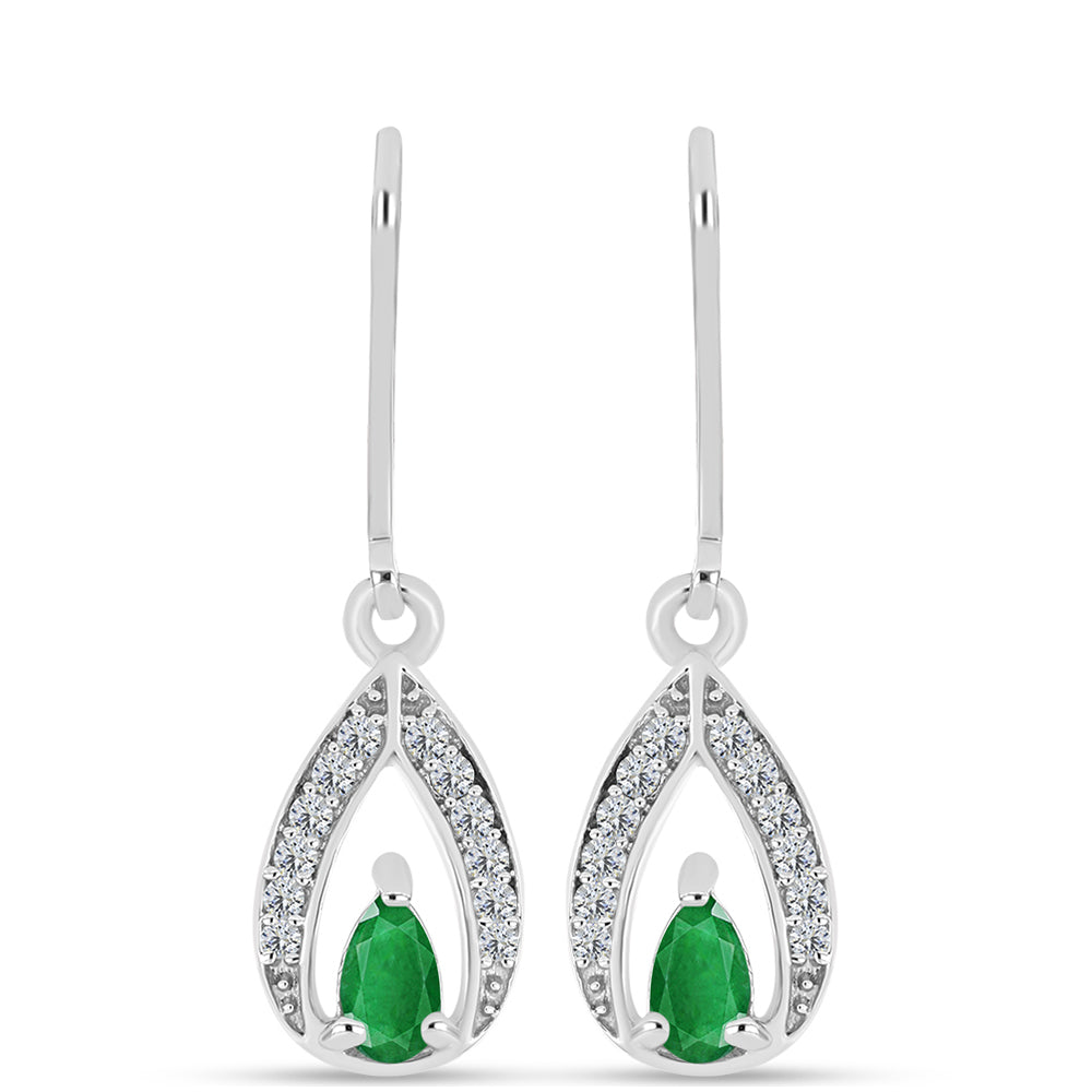 Pendientes de Plata con Esmeralda de Zambia y Topacio Blanco 1 
