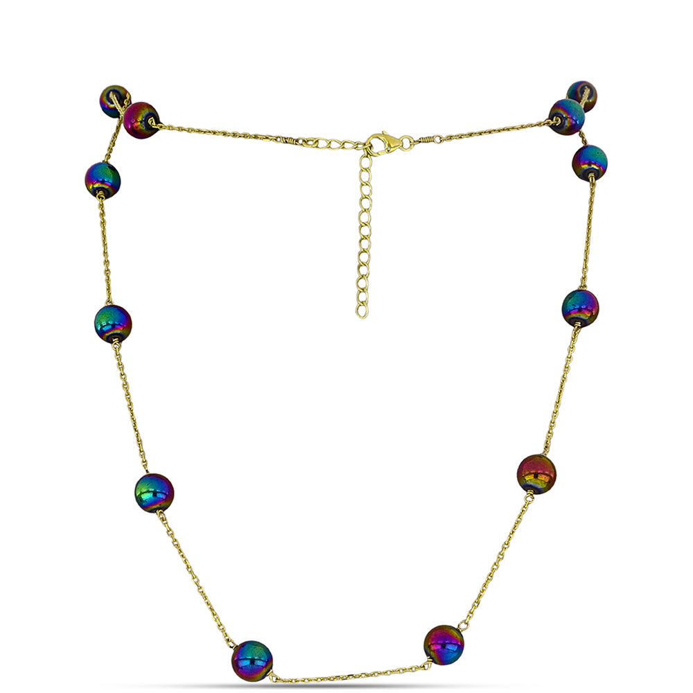 Collar de Plata Bañada en Oro con Cuarzo Hematita verde místico 1 