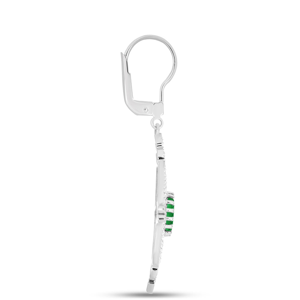 Pendientes de Plata con Esmeralda de Zambia y Topacio Blanco 2 