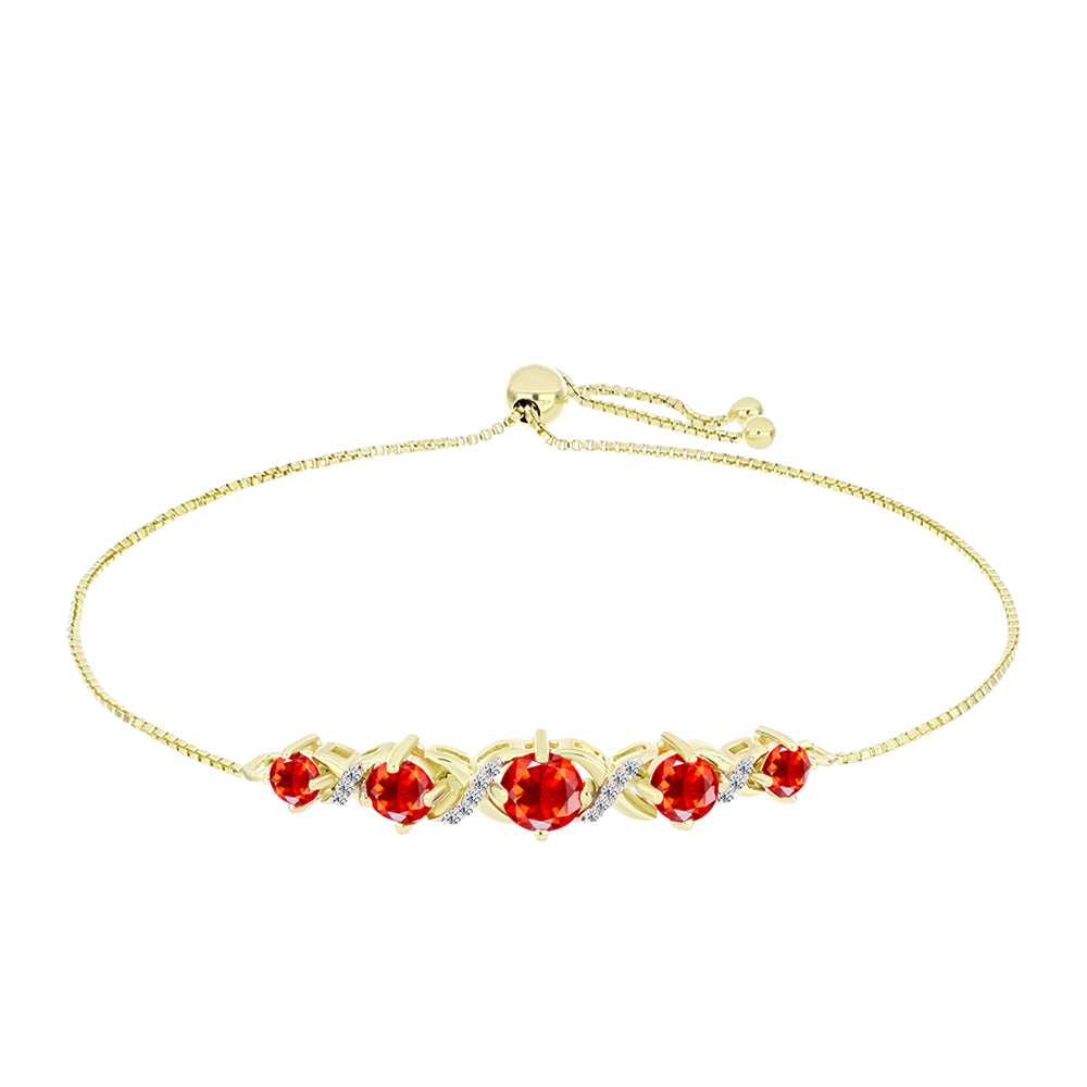 Pulsera de Plata Bañada en Oro con Ópalo de Fuego de Lega Dembi y Topacio Blanco 1 