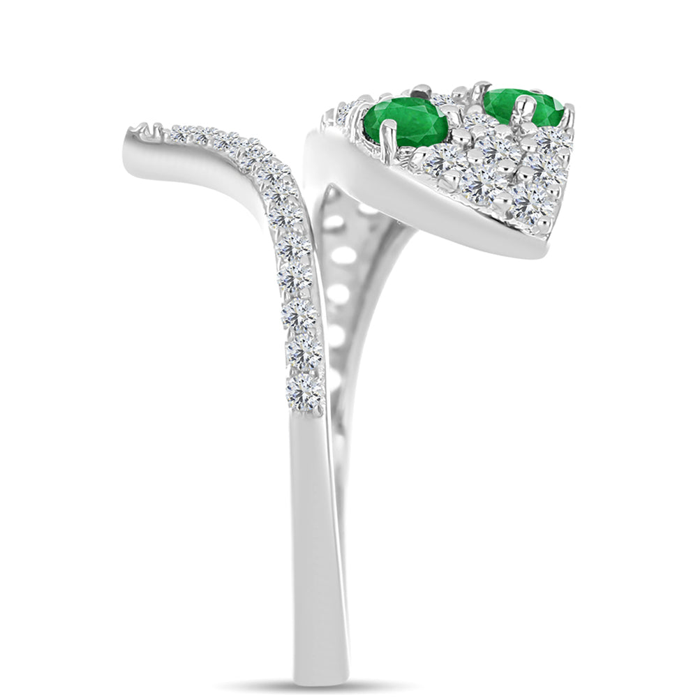 Anillo de Plata con Esmeralda de Zambia y Topacio Blanco 4 