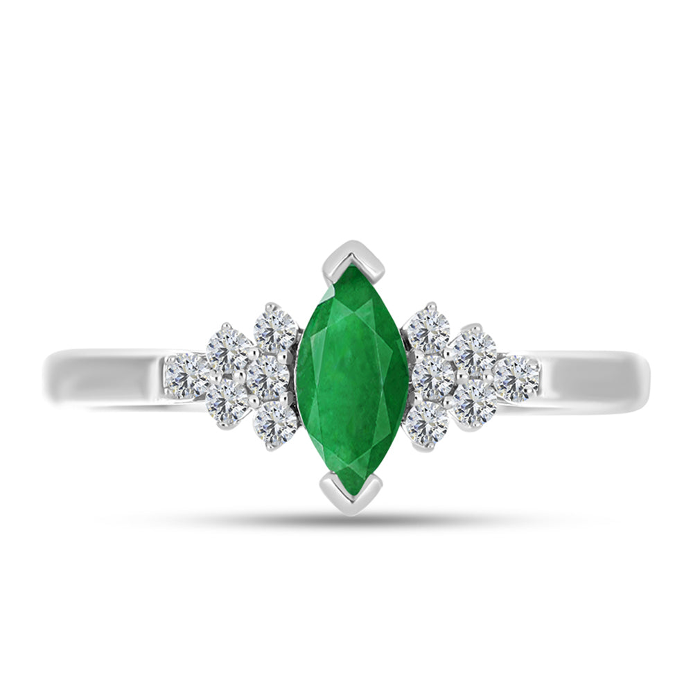 Anillo de Plata con Esmeralda de Zambia y Topacio Blanco 1 