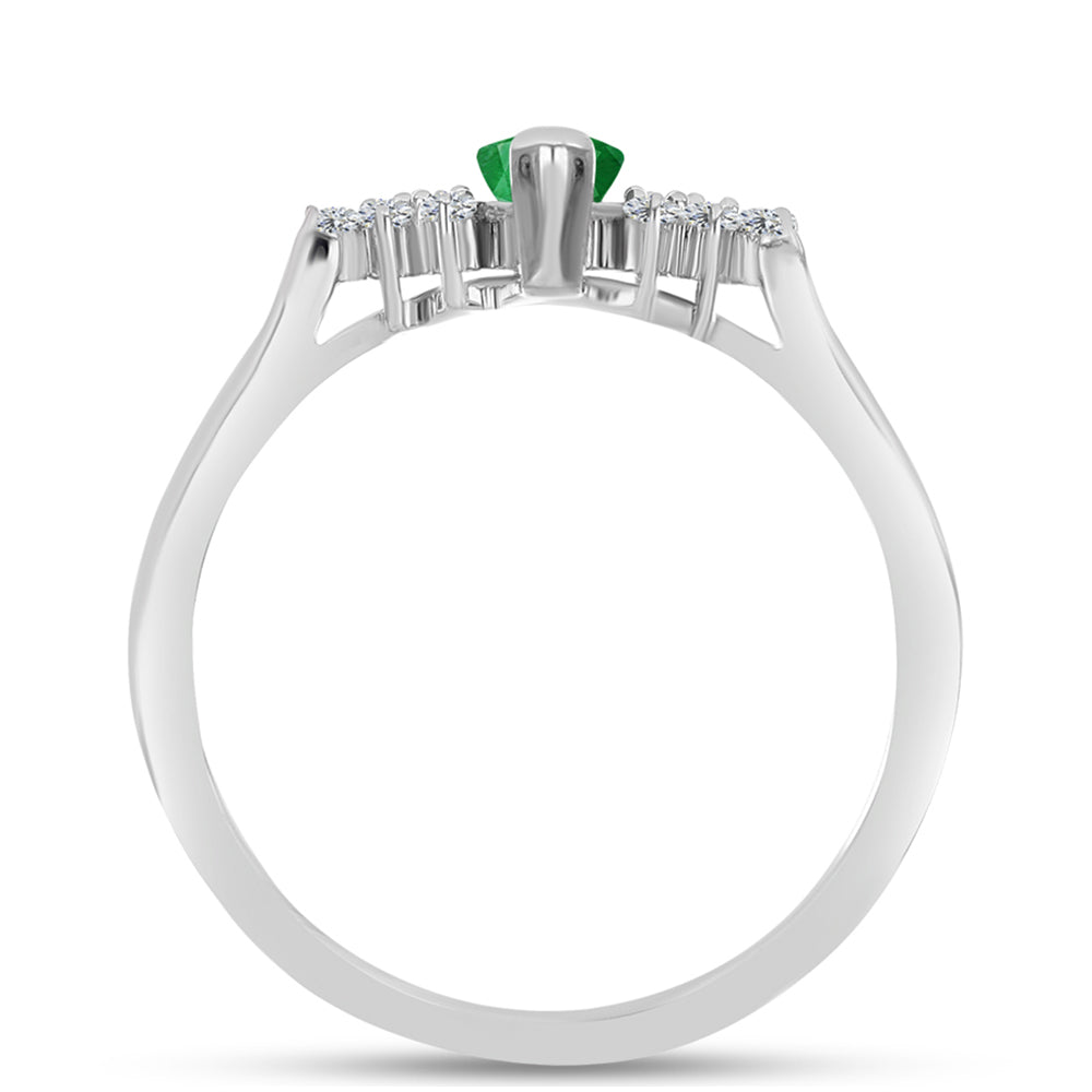 Anillo de Plata con Esmeralda de Zambia y Topacio Blanco 2 