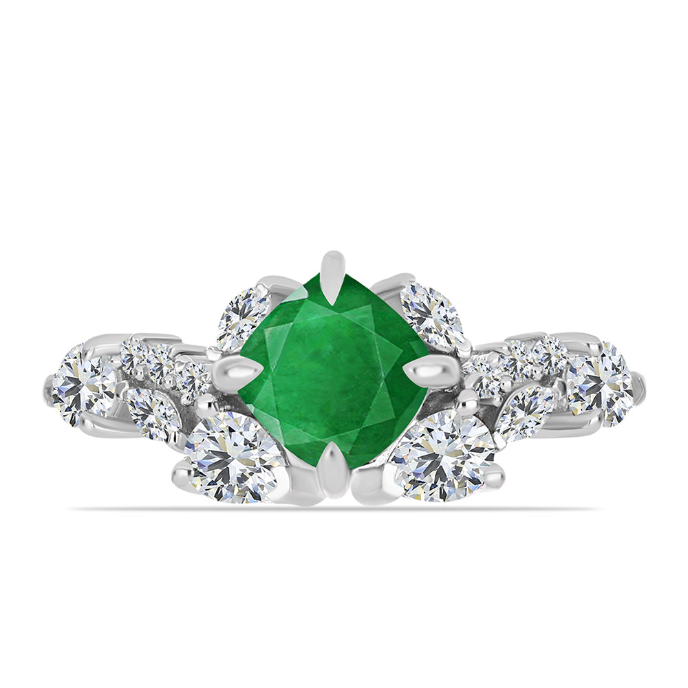 Anillo de Plata con Esmeralda de Zambia y Topacio Blanco 1 