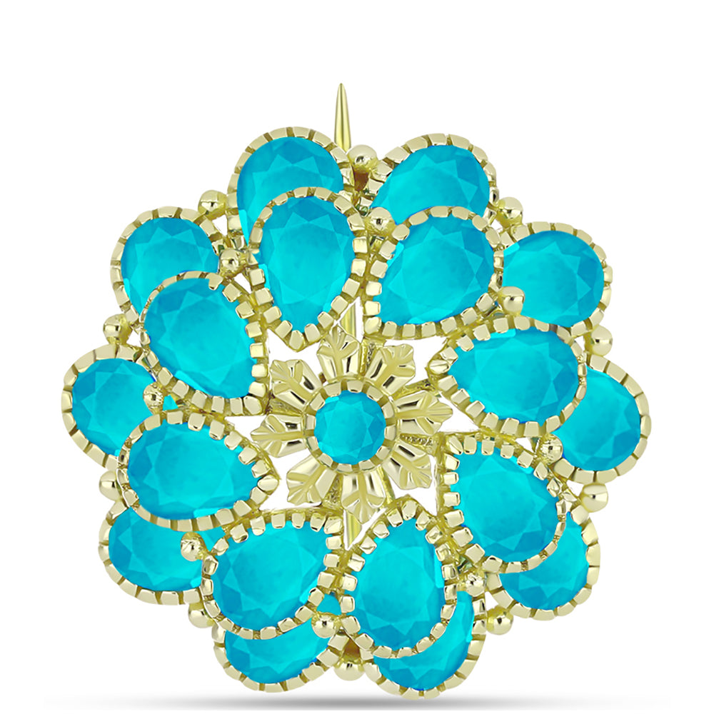 Broche de Plata Bañada en Oro con Jade Azul