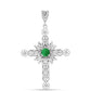 Cruz Colgante de Plata con Esmeralda de Zambia