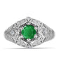 Anillo de Plata con Esmeralda de Zambia y Topacio Blanco