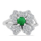 Anillo de Plata con Esmeralda de Zambia y Topacio Blanco