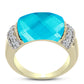Anillo de Plata Bañada en Oro con Jade Azul y Topacio Blanco