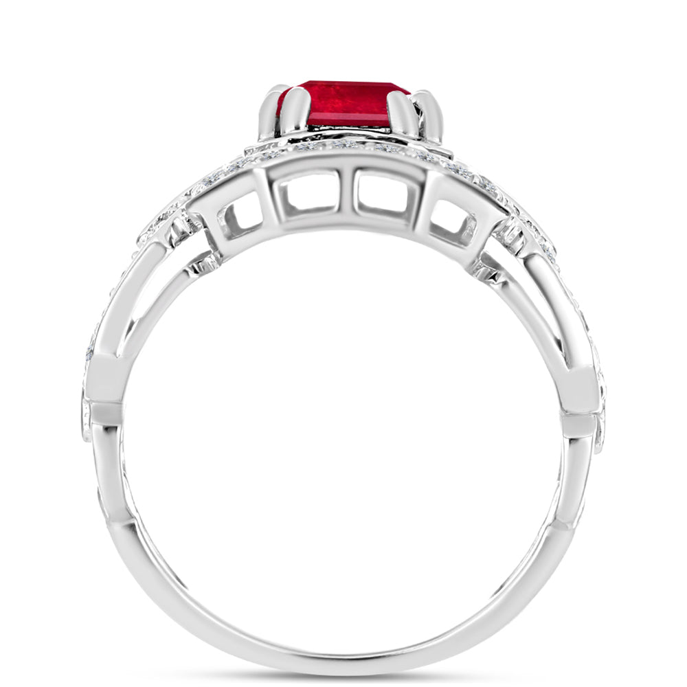 Anillo de Plata con Rubí de Madagascar y Topacio Blanco 2 