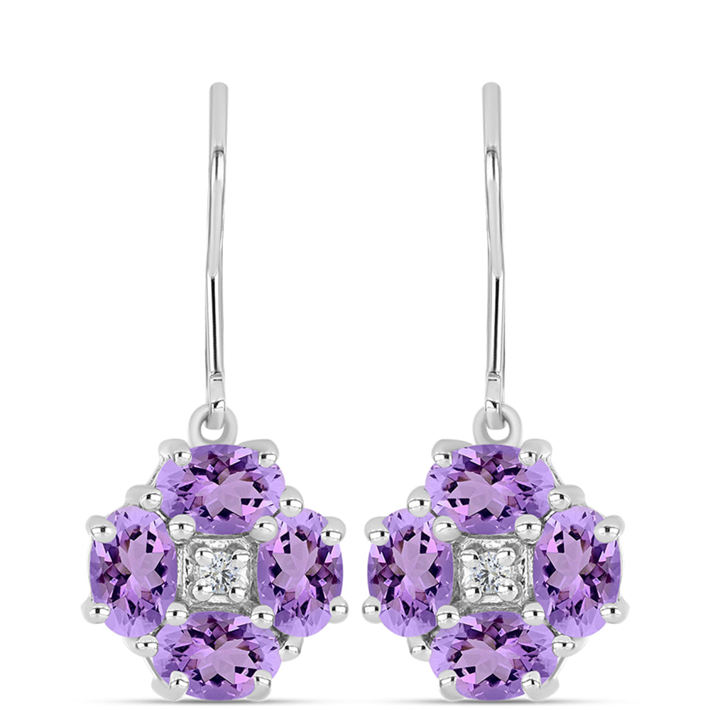 Pendientes de Plata con Amatista Rosa de Francia y Topacio Blanco 1 