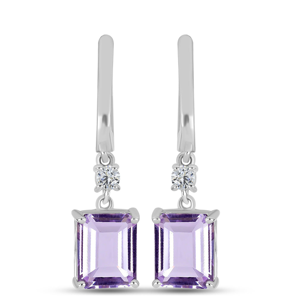 Pendientes de Plata con Amatista Rosa de Francia y Topacio Blanco 1 