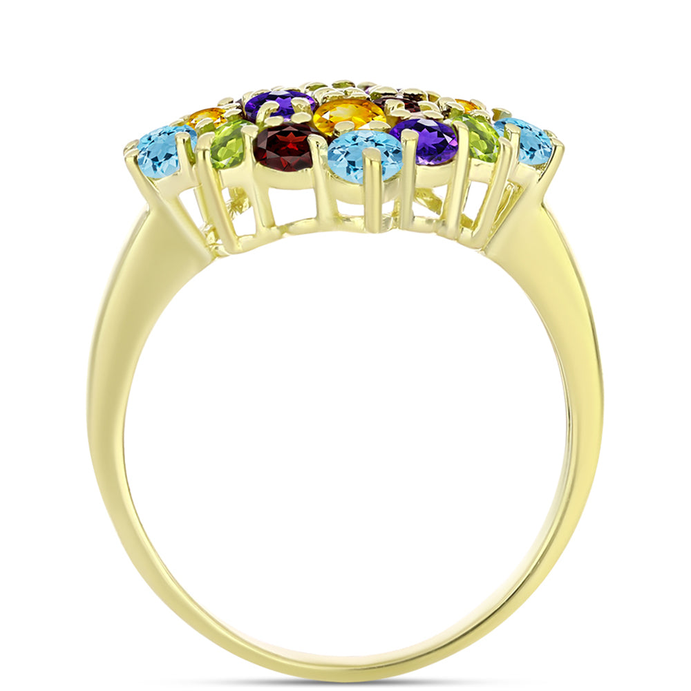 Anillo de Plata Bañada en Oro con Amatista de Marruecos y Citrino de los Montes Urales 2 